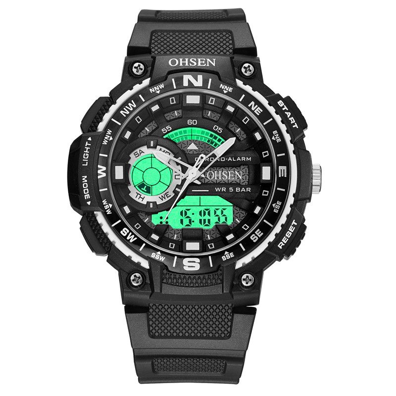 Ohsen Ad1705 Montre Numérique Double Affichage Led Multifonction Sport Natation Hommes Montre