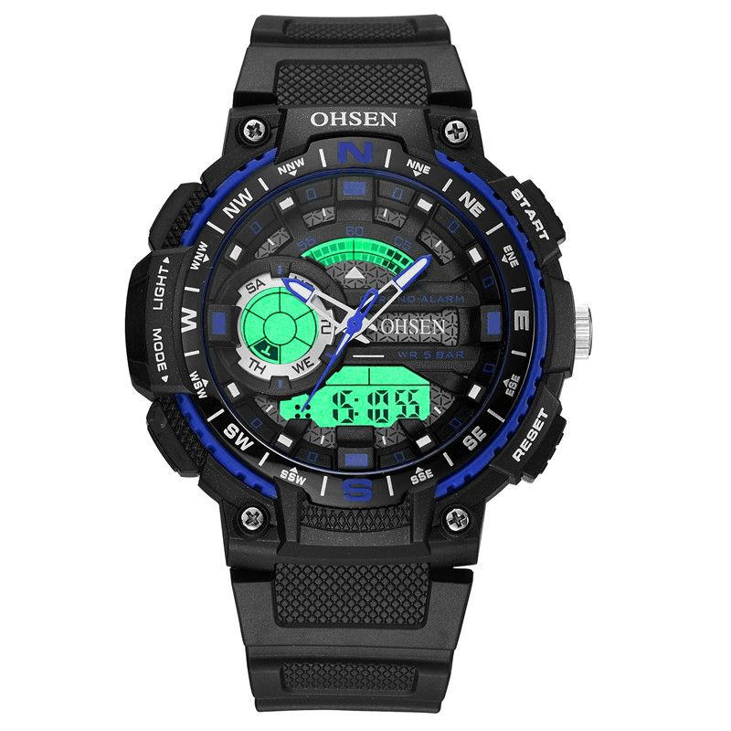 Ohsen Ad1705 Montre Numérique Double Affichage Led Multifonction Sport Natation Hommes Montre