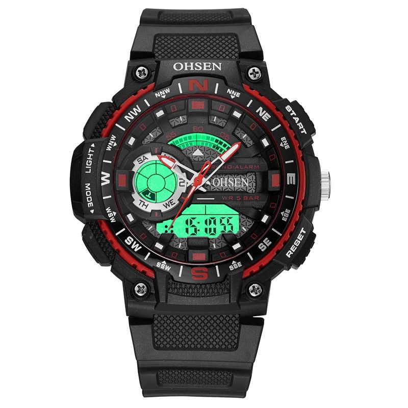 Ohsen Ad1705 Montre Numérique Double Affichage Led Multifonction Sport Natation Hommes Montre