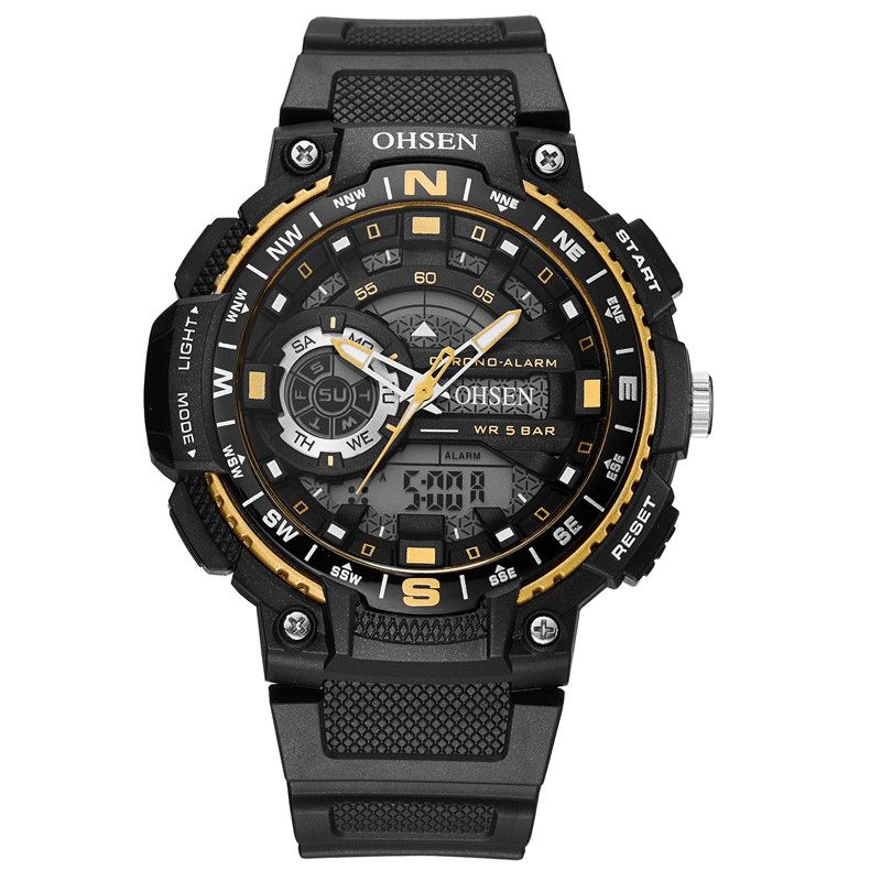 Ohsen Ad1705 Montre Numérique Double Affichage Led Multifonction Sport Natation Hommes Montre