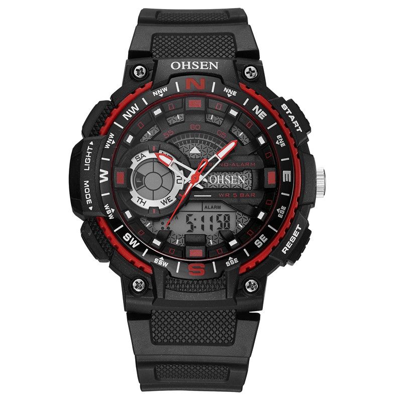 Ohsen Ad1705 Montre Numérique Double Affichage Led Multifonction Sport Natation Hommes Montre