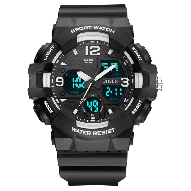 Ohsen Ad1711 Montre-bracelet Pour Homme À Affichage Led À La Mode 5atm Montre Numérique De Sport Étanche