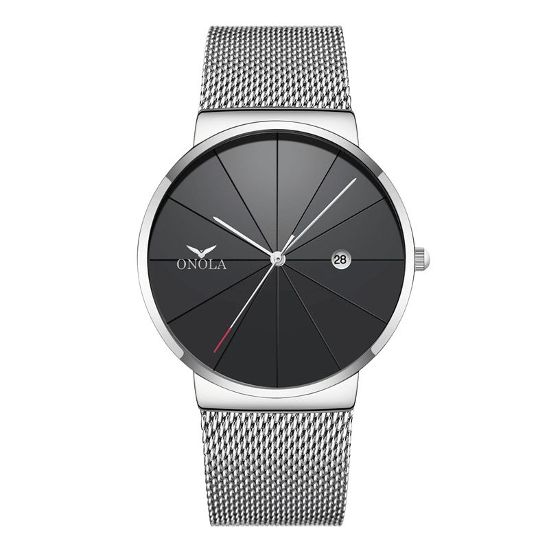 Onola Business Casual Alliage Mesh Band Calendrier Étanche Hommes Montre À Quartz Montre-bracelet