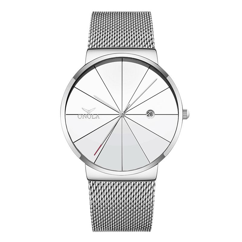 Onola Business Casual Alliage Mesh Band Calendrier Étanche Hommes Montre À Quartz Montre-bracelet