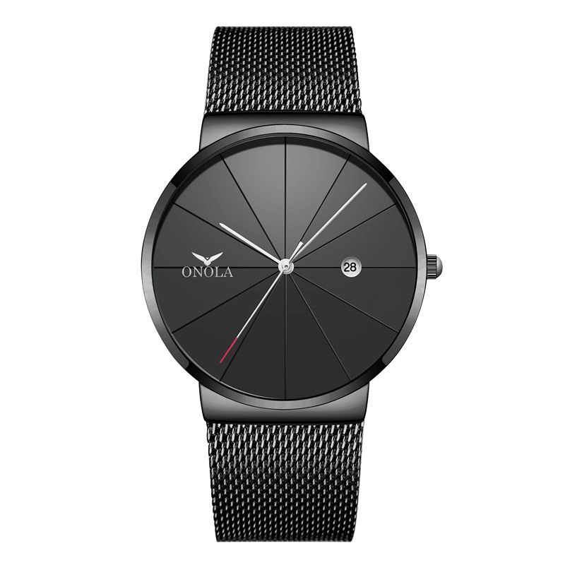 Onola Business Casual Alliage Mesh Band Calendrier Étanche Hommes Montre À Quartz Montre-bracelet