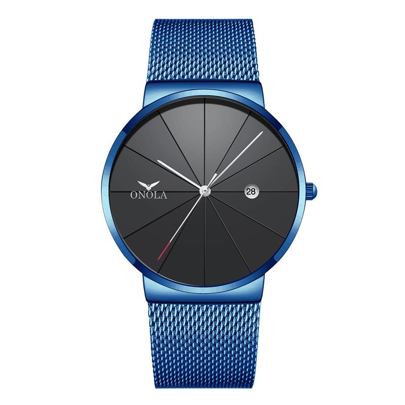 Onola Business Casual Alliage Mesh Band Calendrier Étanche Hommes Montre À Quartz Montre-bracelet