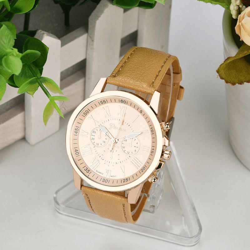 Otoky Jy9007 Mode Femmes Montre Lumière Luxe Casual Bracelet En Cuir Montre À Quartz