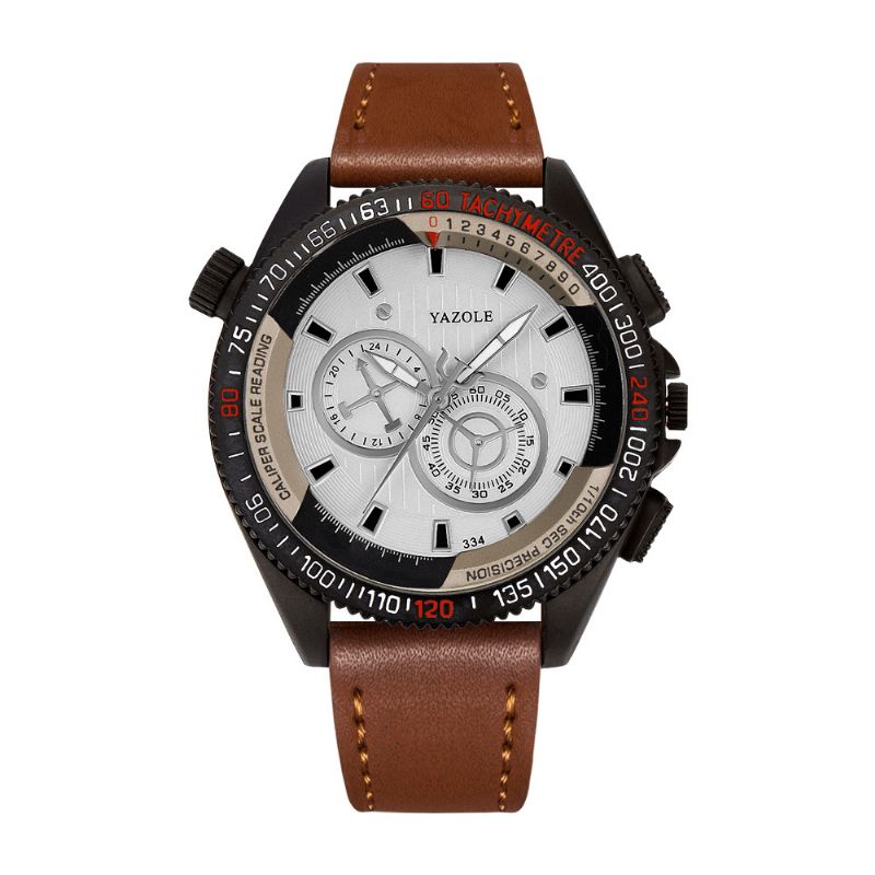 Outdoor Three-dimen'sional Cadran Pu Bracelet En Cuir Montre À Quartz Étanche