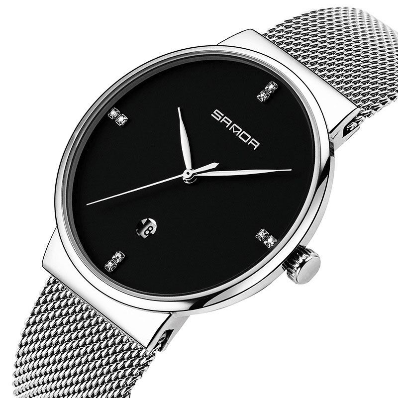 P210 Mode Décontracté Affichage De La Date Étanche Bracelet En Acier Inoxydable Loisirs Hommes Montre À Quartz