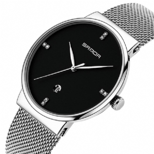 P210 Mode Décontracté Affichage De La Date Étanche Bracelet En Acier Inoxydable Loisirs Hommes Montre À Quartz