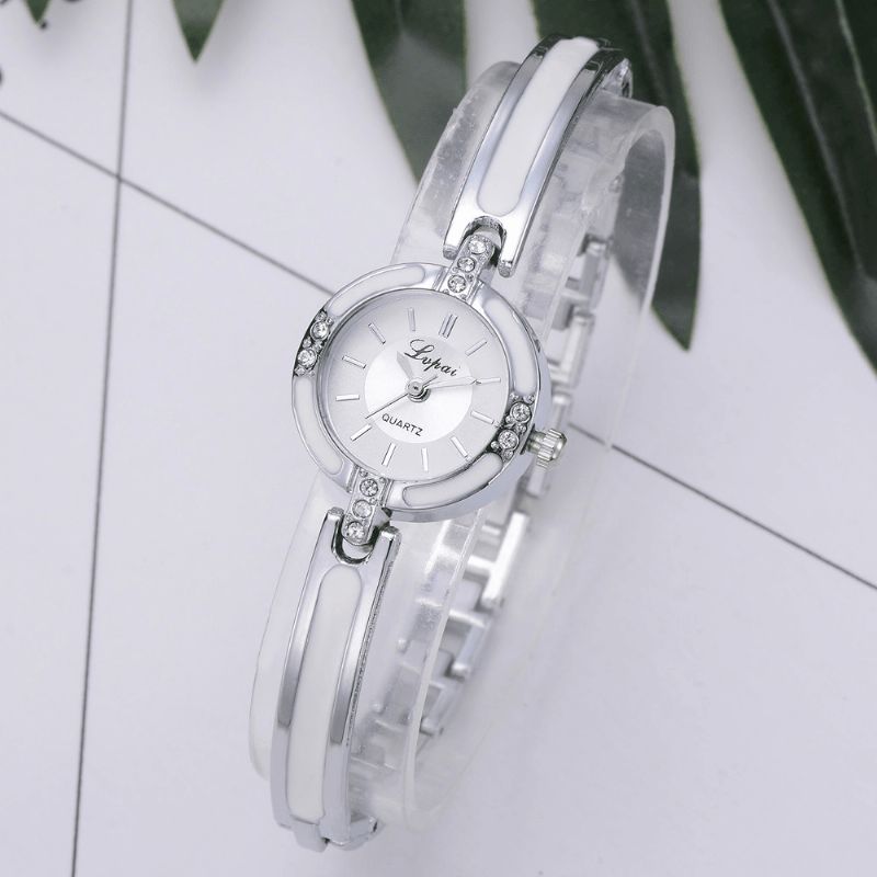 P282 Cristal Diamant Femmes Bracelet Montre Plein Acier Style Décontracté Montres À Quartz