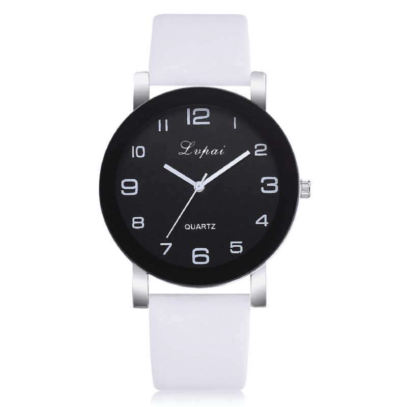 P383 Mode Casual Simple Grand Cadran Pu Bracelet En Cuir Femmes Montre À Quartz