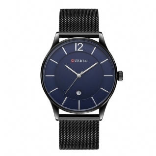 Plein Bracelet En Métal Mode Hommes Montre Business Style Casual Cadran Montre À Quartz Étanche