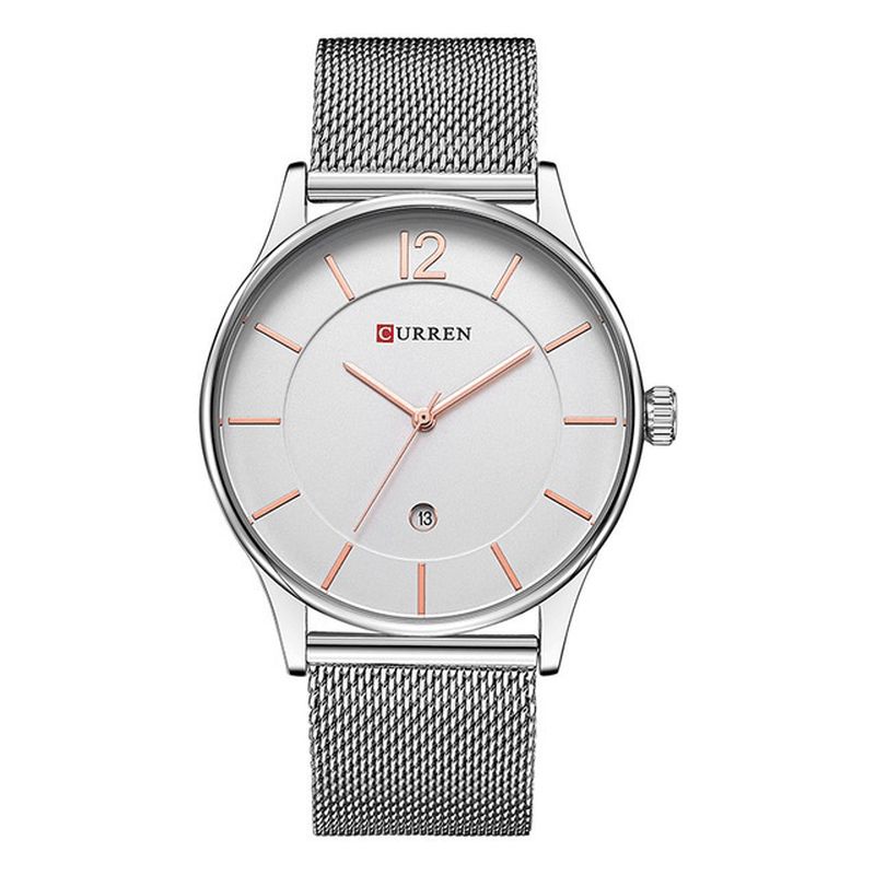 Plein Bracelet En Métal Mode Hommes Montre Business Style Casual Cadran Montre À Quartz Étanche