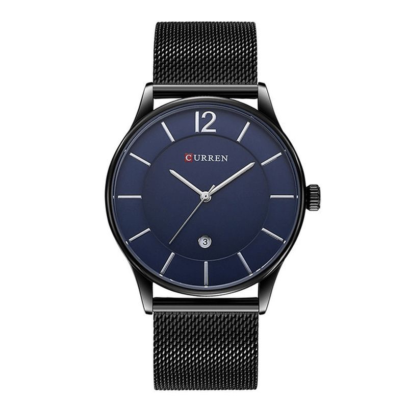 Plein Bracelet En Métal Mode Hommes Montre Business Style Casual Cadran Montre À Quartz Étanche