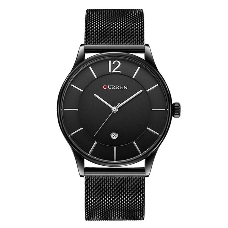 Plein Bracelet En Métal Mode Hommes Montre Business Style Casual Cadran Montre À Quartz Étanche