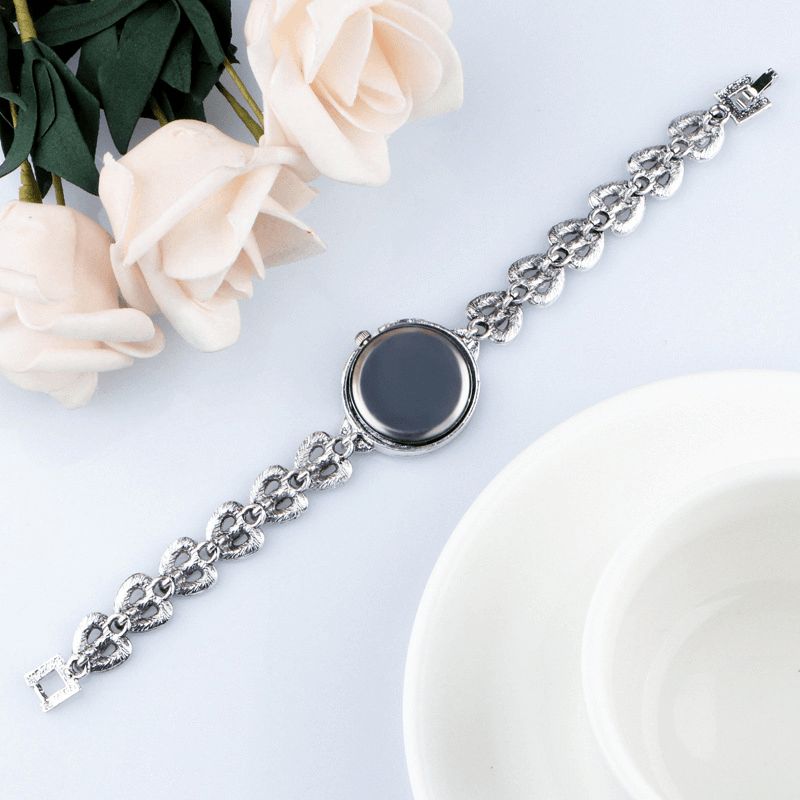 Qingxiya T10 Étanche Cristal Femmes Bracelet Montre Rétro Style Amour Coeur Quartz Montre