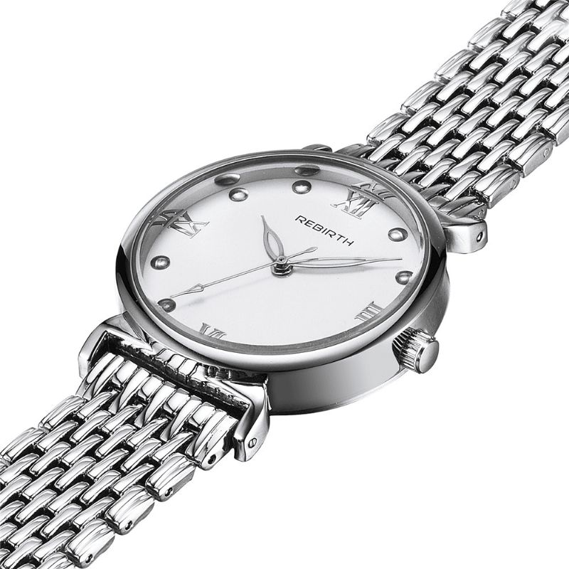 Rebirth Re034 Montre-bracelet Pour Femme Au Design Élégant En Acier Avec Chiffres Romains Montres À Quartz