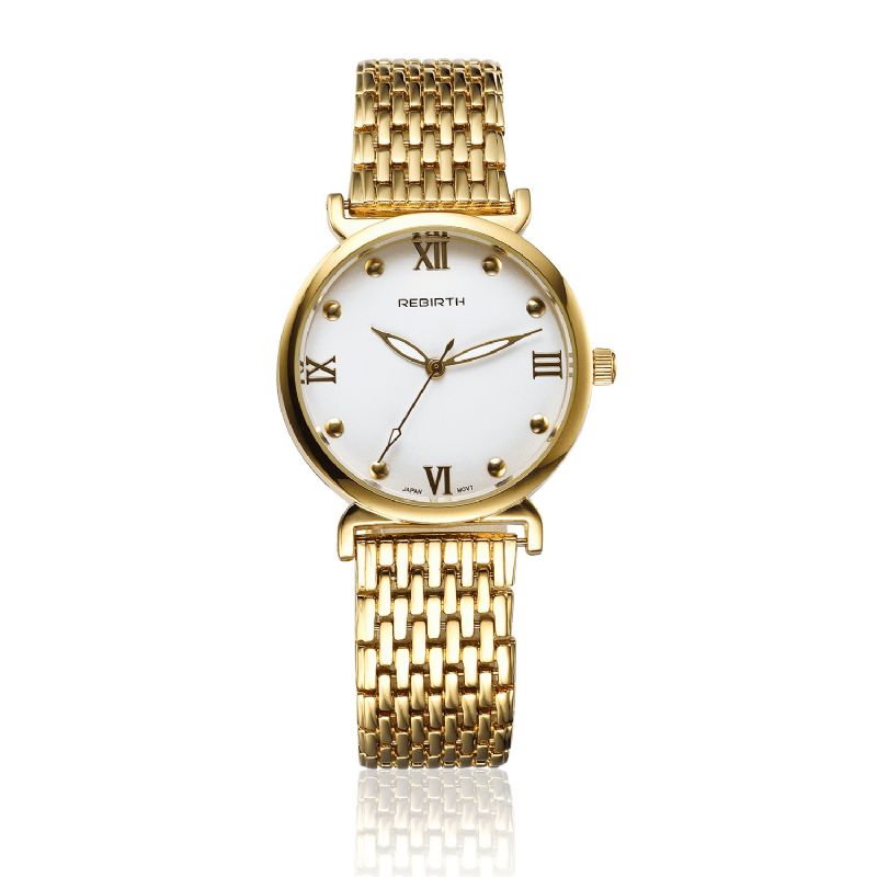 Rebirth Re034 Montre-bracelet Pour Femme Au Design Élégant En Acier Avec Chiffres Romains Montres À Quartz