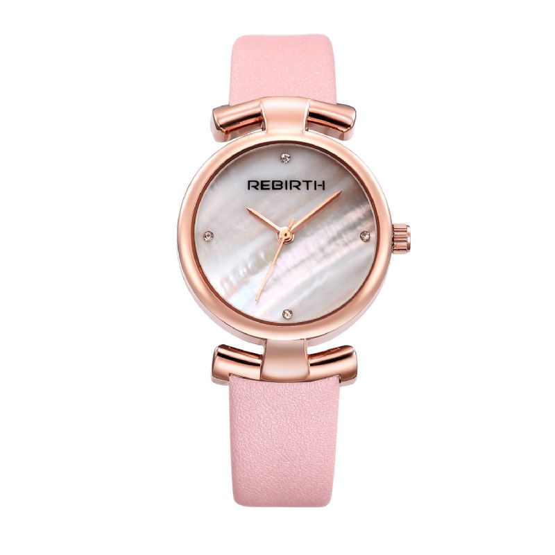 Rebirth Re049 Simple Design Horloge Femmes Montre-bracelet Bracelet En Cuir Montres À Quartz