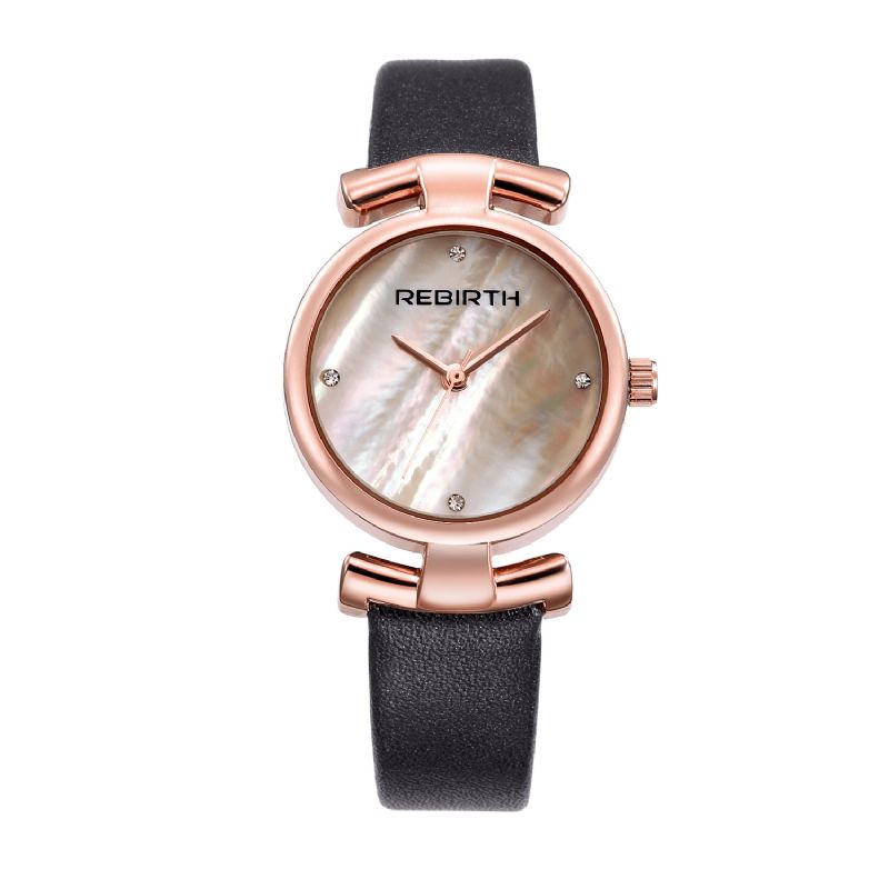 Rebirth Re049 Simple Design Horloge Femmes Montre-bracelet Bracelet En Cuir Montres À Quartz