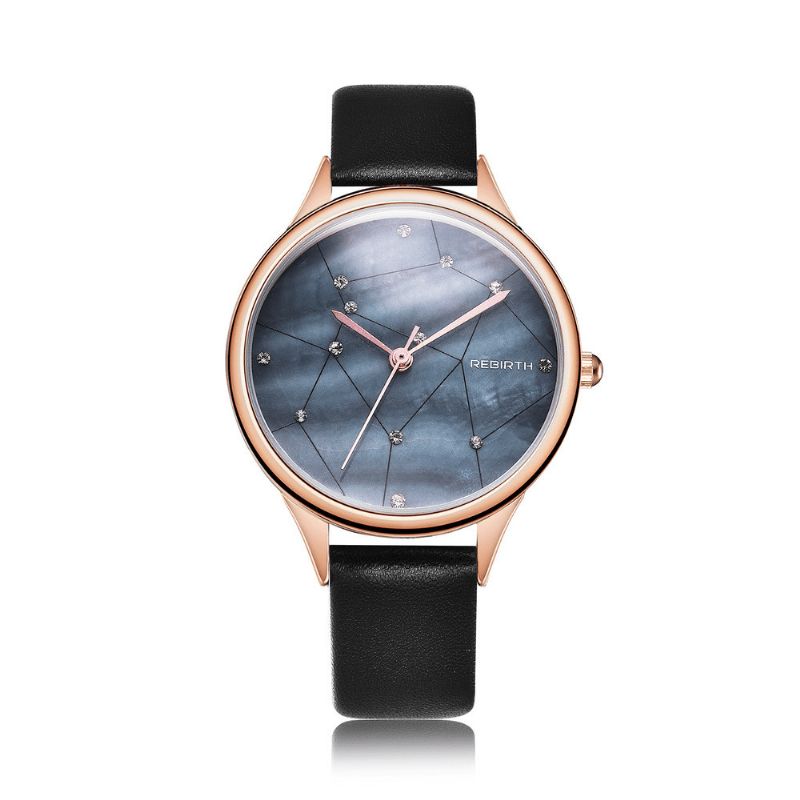 Rebirth Re086 Starry Sky Montre-bracelet Pour Femme Boîtier En Or Rose Montre À Quartz