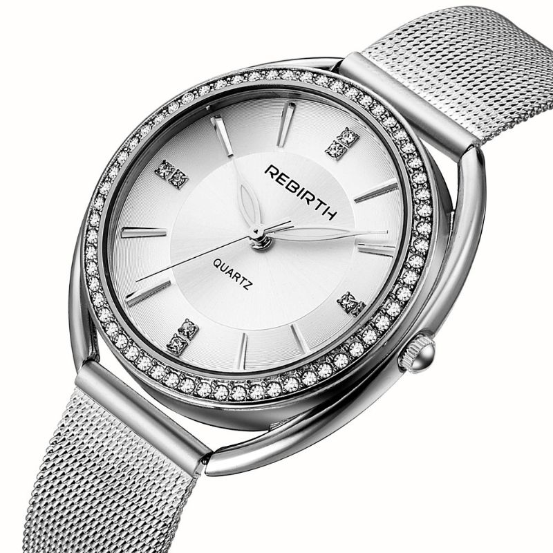 Rebirth Re115 Diamond Dial Case Femmes Montre-bracelet Full Steel Design Élégant Montre À Quartz