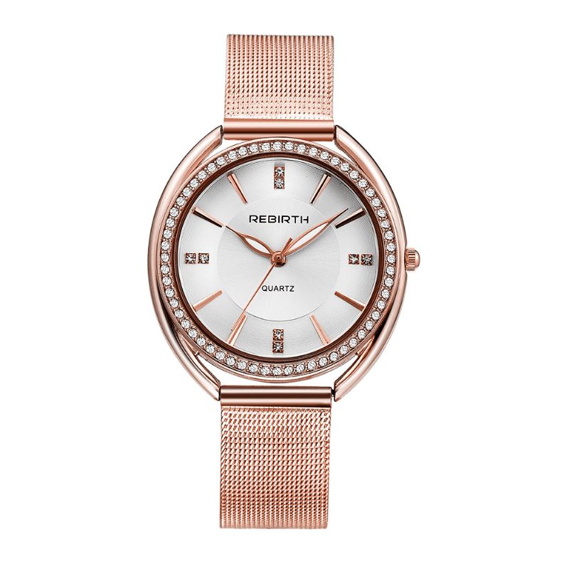 Rebirth Re115 Diamond Dial Case Femmes Montre-bracelet Full Steel Design Élégant Montre À Quartz