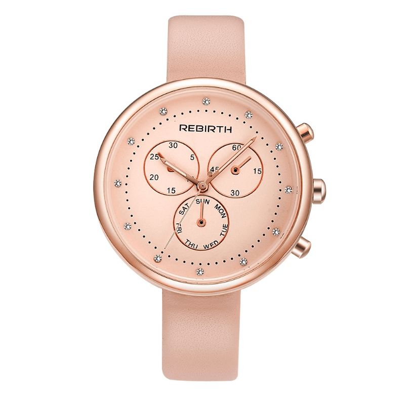 Rebirth Re203 Montre-bracelet Pour Femme De Style Décontracté Petits Cadrans Décoratifs Montre À Quartz