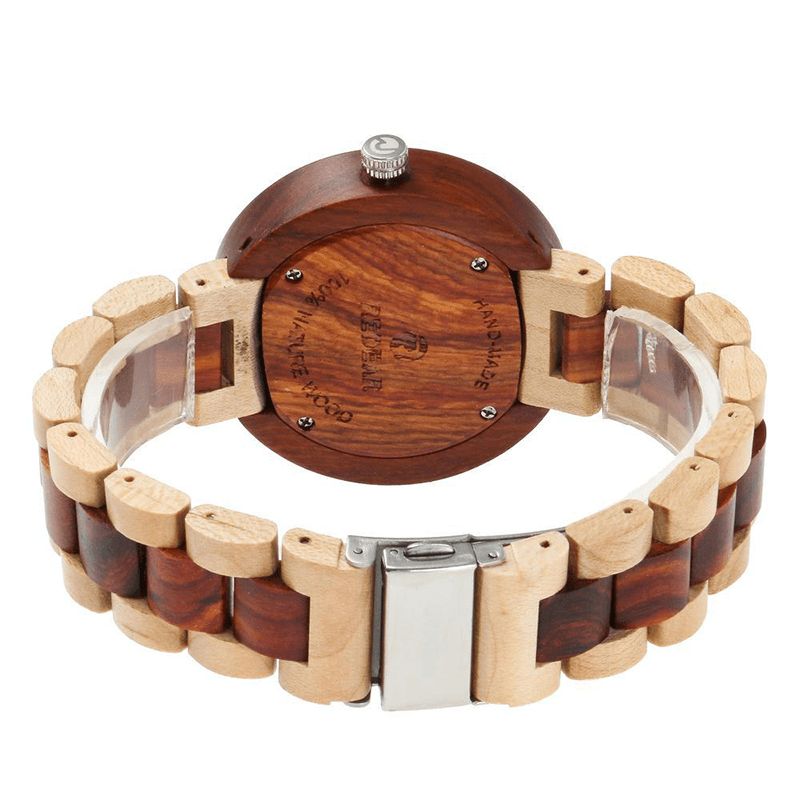 Redear Sj1488 Mode Hommes Montre En Bois Date Semaine Affichage Bracelet En Bois Montre À Quartz