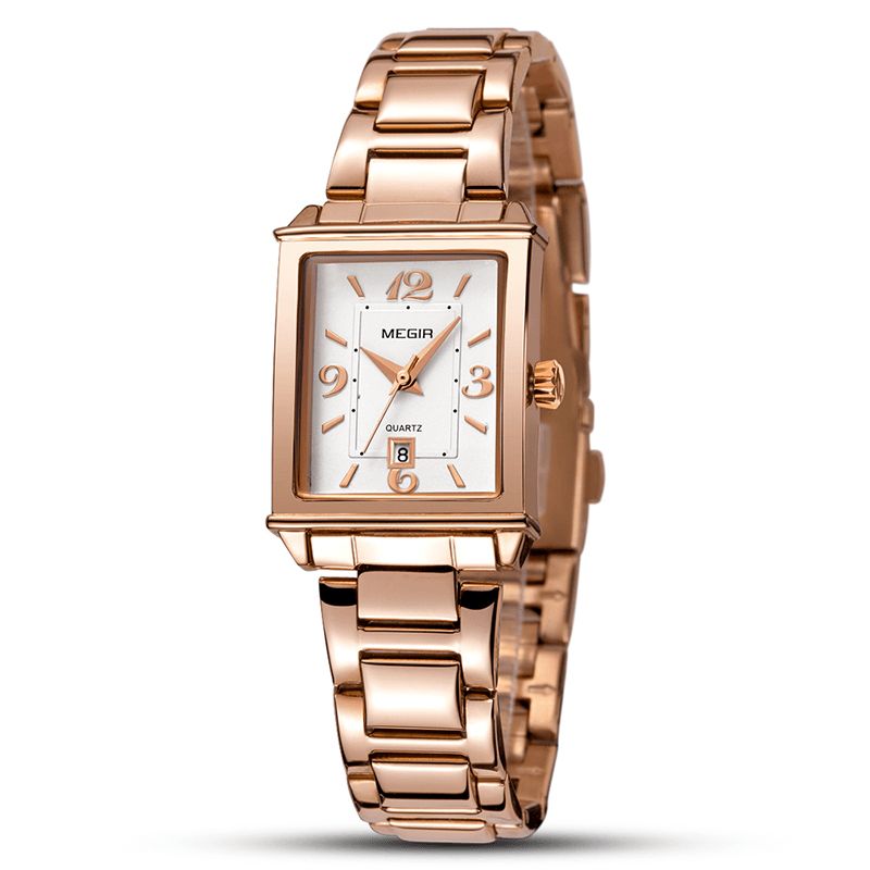 Rétro Mode Carré Motif Cadran En Acier Inoxydable Bracelet Femmes Montre-bracelet À Quartz Montre