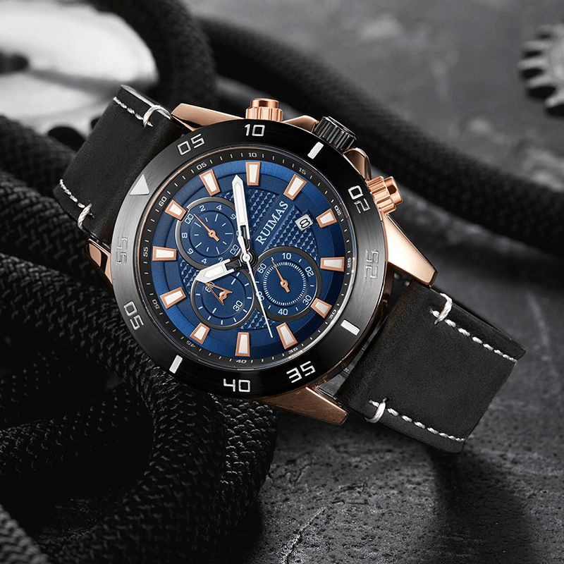 Ruimas 572 Sport Montre Pour Homme 3atm Étanche Chronographe Affichage De La Date Lumineuse Montre À Quartz