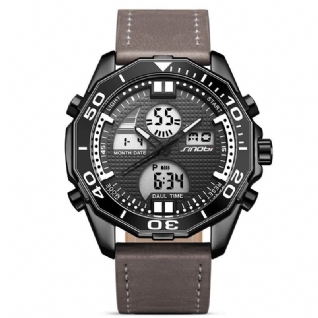 Sinobi 9730 Double Affichage Montre Numérique Mode Bracelet En Cuir Hommes Affichage Lumineux Montre De Sport