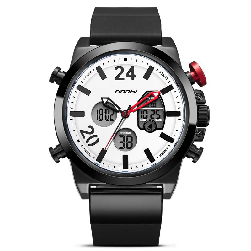 Sinobi 9732 Double Affichage Montre Numérique Hommes Chronographe Alarme Affichage Lumineux Montre De Sport De Mode