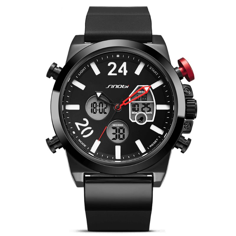 Sinobi 9732 Double Affichage Montre Numérique Hommes Chronographe Alarme Affichage Lumineux Montre De Sport De Mode