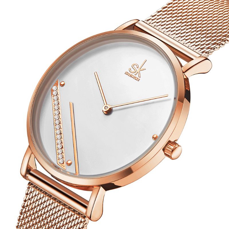 Sk Creative Cristal Cadran K0106 Femmes Mode Simple Dames Robe Élégante Montre À Quartz