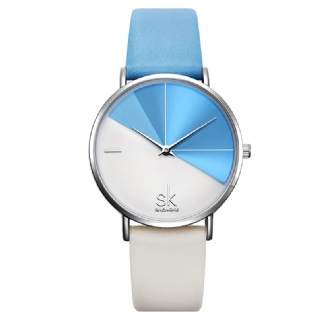 Sk K0095 Simple 2 Couleur Cadran Mode Bracelet En Cuir Femmes Dames Robe Quartz Montre