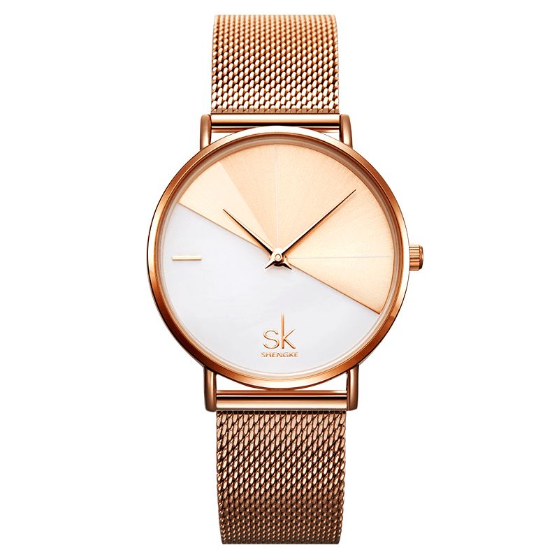 Sk K0095 Simple 2 Couleur Cadran Mode Bracelet En Cuir Femmes Dames Robe Quartz Montre