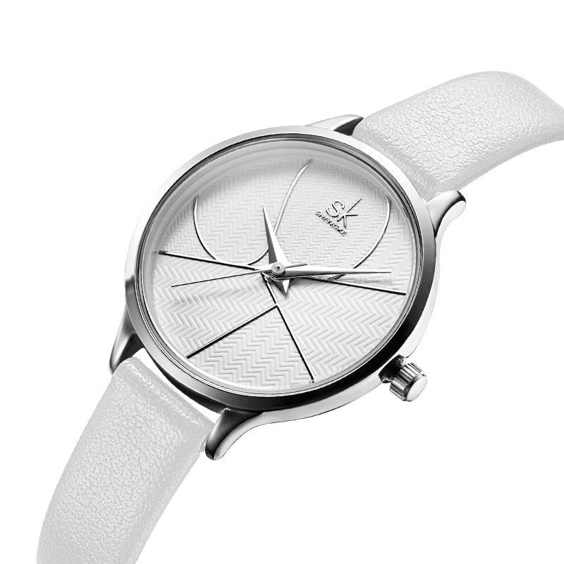 Sk K0116 Mode Simple Cadran Remarquable Bracelet En Cuir Femmes Montre À Quartz