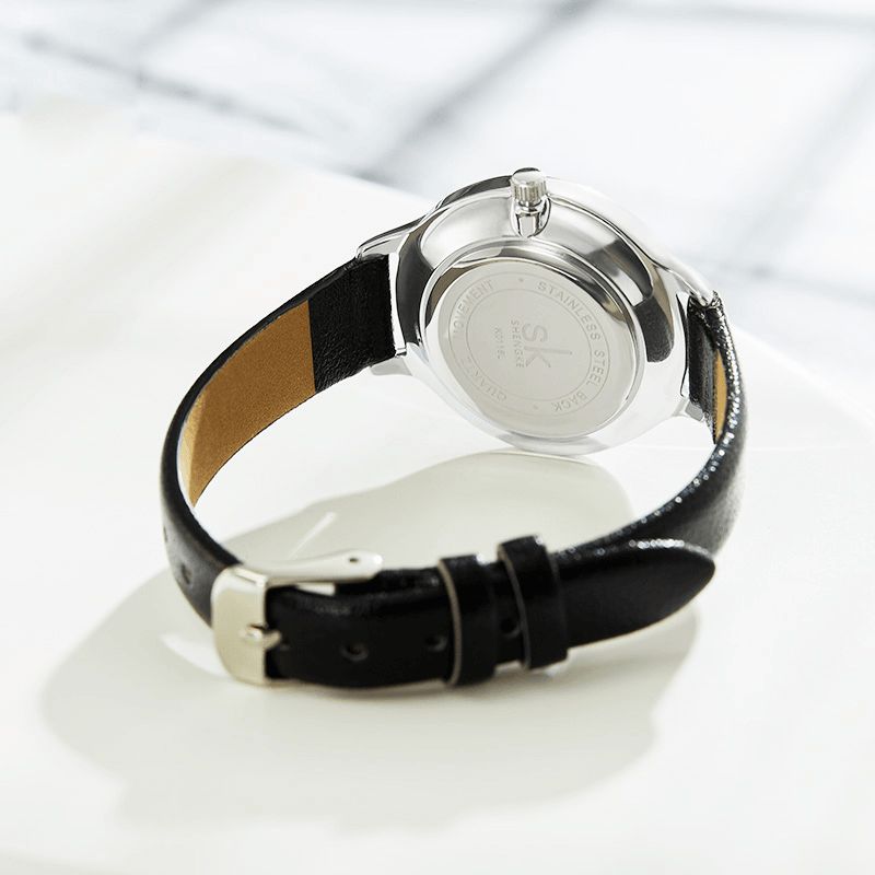 Sk K0116 Mode Simple Cadran Remarquable Bracelet En Cuir Femmes Montre À Quartz