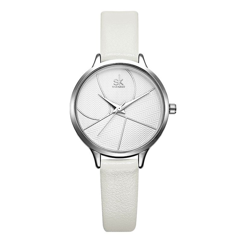 Sk K0116 Mode Simple Cadran Remarquable Bracelet En Cuir Femmes Montre À Quartz