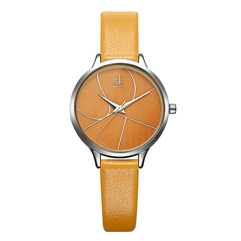 Sk K0116 Mode Simple Cadran Remarquable Bracelet En Cuir Femmes Montre À Quartz