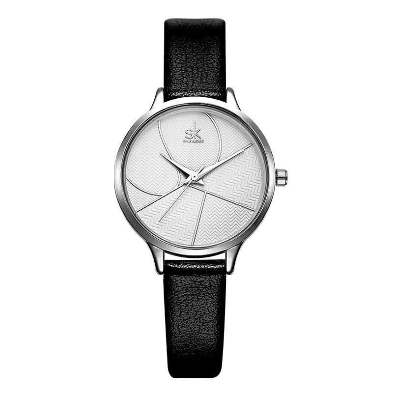 Sk K0116 Mode Simple Cadran Remarquable Bracelet En Cuir Femmes Montre À Quartz