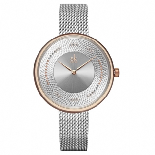 Sk K0132 Full Steel Crystal Dial Mode Femmes Montre À Quartz Élégante