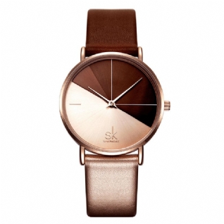 Skengke Sk K0095 Bracelet En Cuir Cadran D'horloge Irrégulier Mode Féminine Montre À Quartz