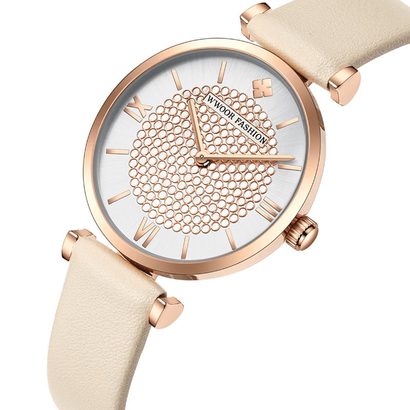 Sky Diamond Dial Montre-bracelet Pour Femme Bracelet De Montre En Cuir Montre À Quartz