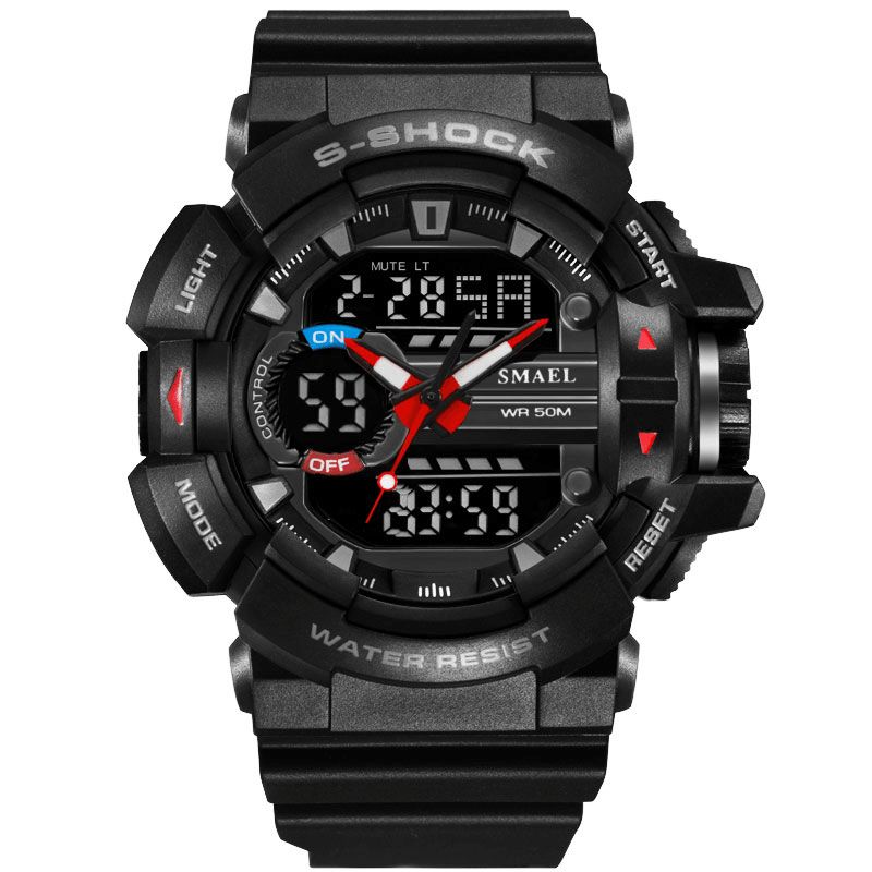 Smael 1436 Montre Numérique À Led De Style Militaire Avec Affichage De L'heure Et De La Date Montre-bracelet De Sport