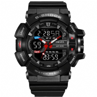 Smael 1436 Montre Numérique À Led De Style Militaire Avec Affichage De L'heure Et De La Date Montre-bracelet De Sport