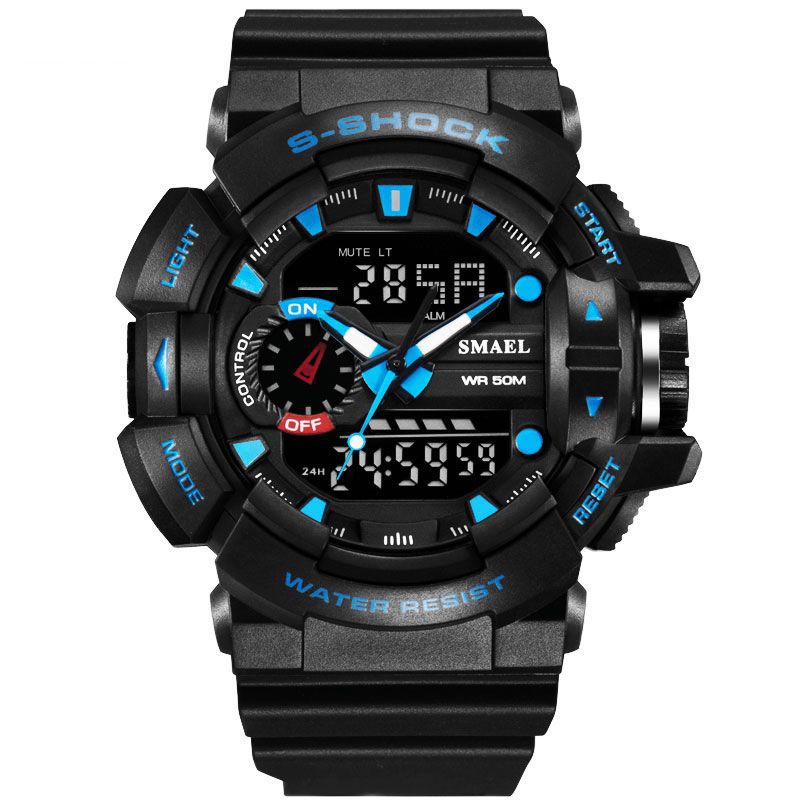 Smael 1436 Montre Numérique À Led De Style Militaire Avec Affichage De L'heure Et De La Date Montre-bracelet De Sport