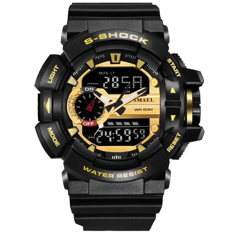 Smael 1436 Montre Numérique À Led De Style Militaire Avec Affichage De L'heure Et De La Date Montre-bracelet De Sport